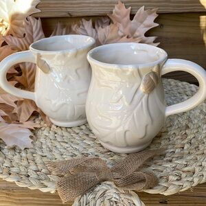 🍂Autumn Leaves & Acorns 3D Double-Sided Large Ceramic Mug Set by Arlington 2-pc